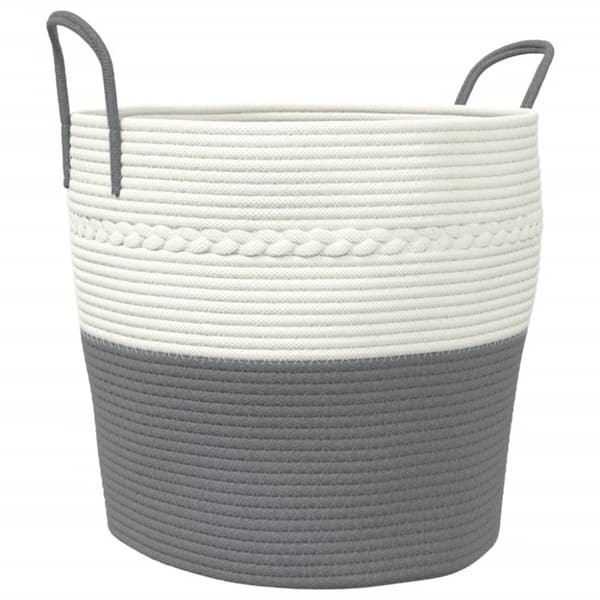 vidaXL Förvaringskorg grå och vit Ø43x38 cm bomull