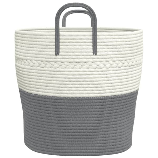 vidaXL opbevaringskurv Ø43x38 cm bomuld grå og hvid