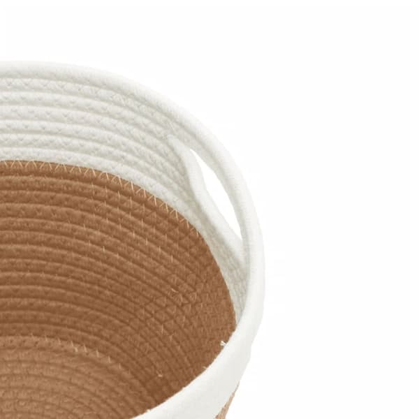 vidaXL Förvaringskorgar 2 st brun och vit Ø24x18 cm bomull