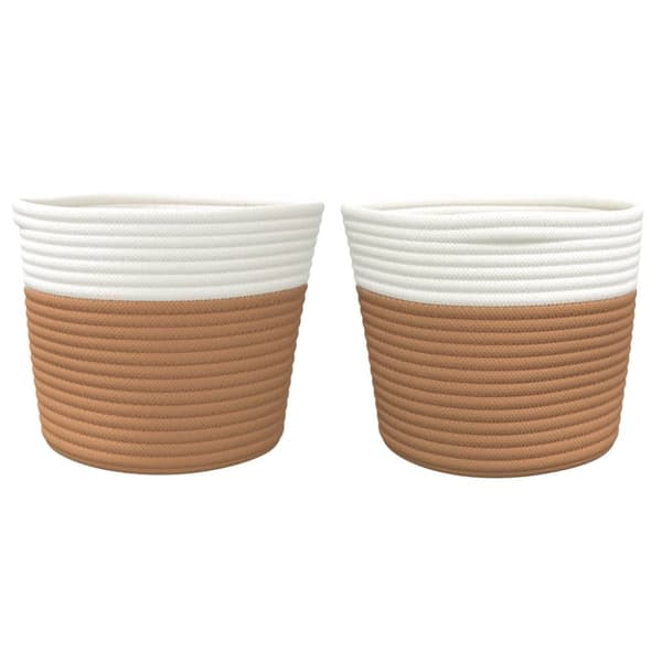 vidaXL opbevaringskurve 2 stk. Ø24x18 cm bomuld brun og hvid