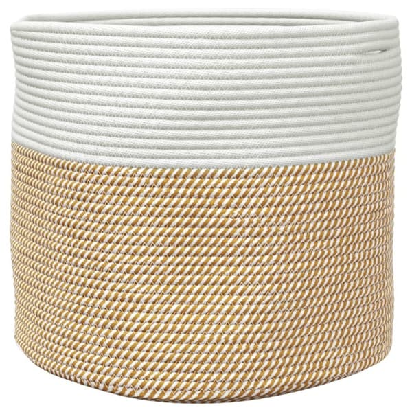 vidaXL Förvaringskorg brun och vit Ø40x35 cm bomull