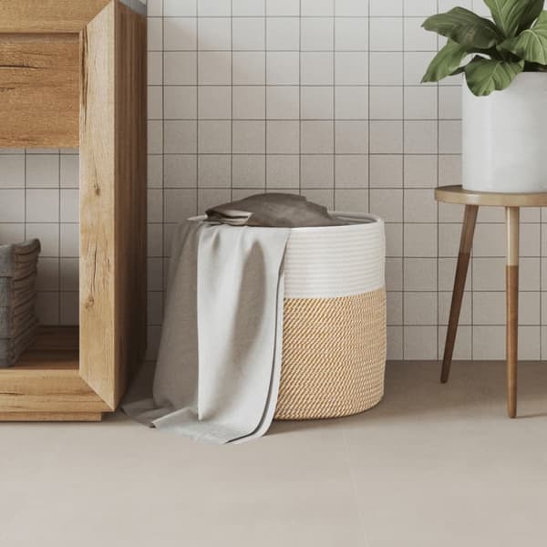 vidaXL Förvaringskorg brun och vit Ø40x35 cm bomull