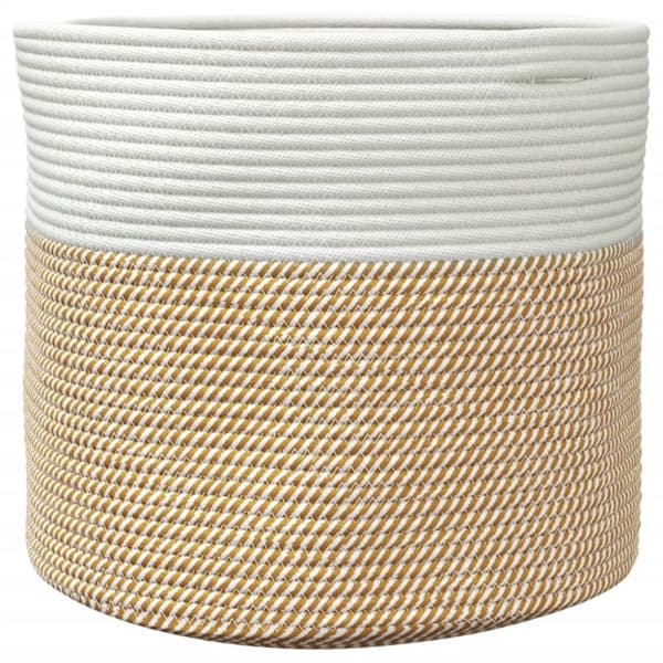 vidaXL opbevaringskurv Ø40x35 cm bomuld brun og hvid