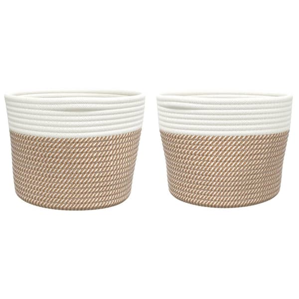 vidaXL opbevaringskurve 2 stk. Ø24x18 cm bomuld brun og hvid