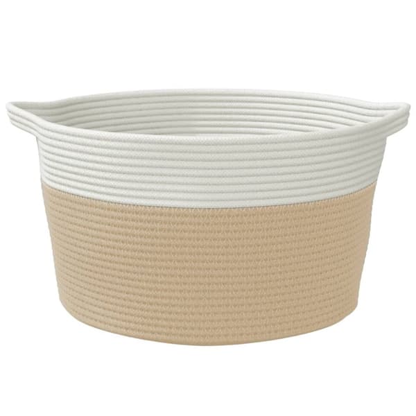 vidaXL Förvaringskorg beige och vit Ø40x25 cm bomull