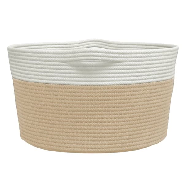 vidaXL Förvaringskorg beige och vit Ø40x25 cm bomull