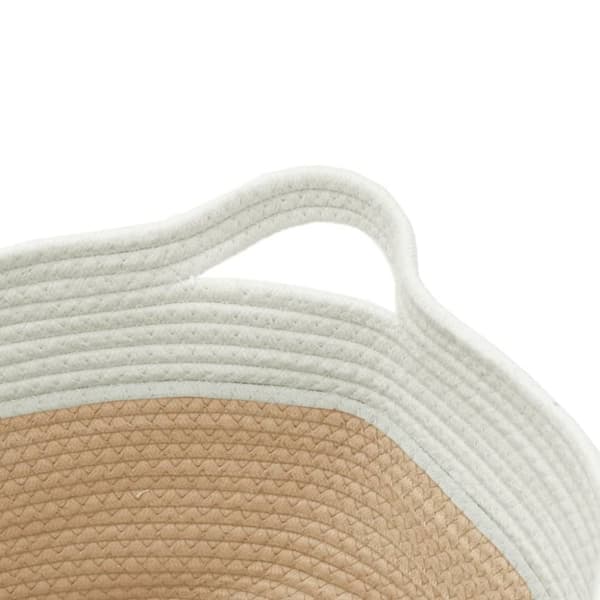 vidaXL Förvaringskorg beige och vit Ø40x25 cm bomull