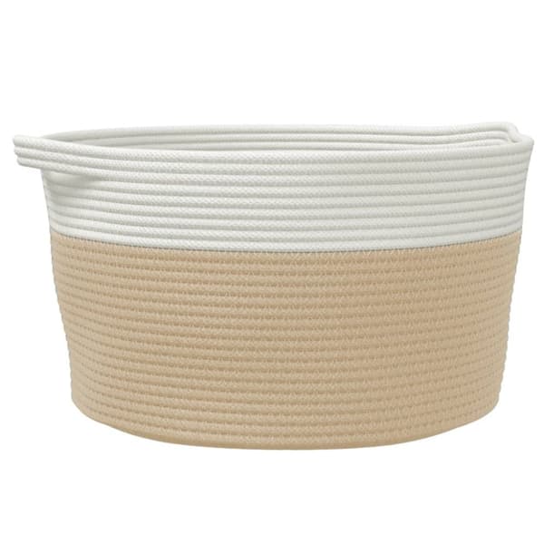 vidaXL Förvaringskorg beige och vit Ø40x25 cm bomull