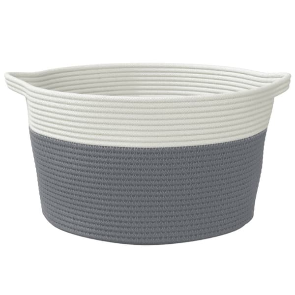 vidaXL Förvaringskorg grå och vit Ø40x25 cm bomull