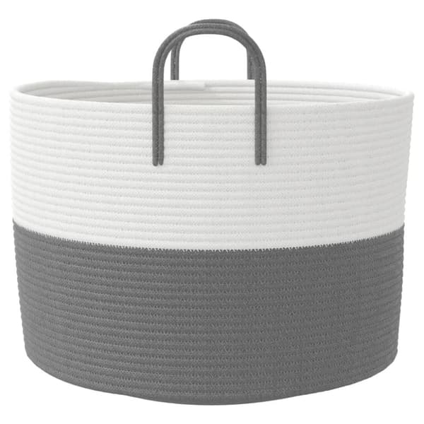 vidaXL Förvaringskorg grå och vit Ø51x33 cm bomull