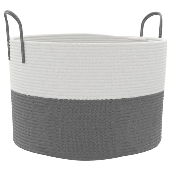 vidaXL Förvaringskorg grå och vit Ø51x33 cm bomull