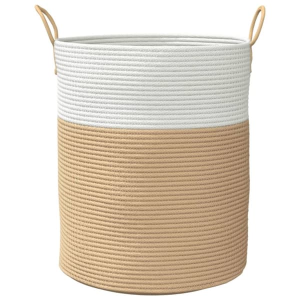 vidaXL opbevaringskurv Ø38x46 cm bomuld beige og hvid