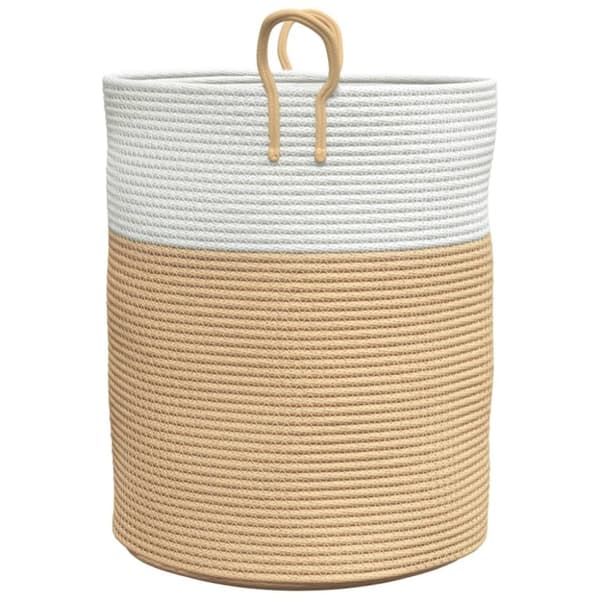 vidaXL opbevaringskurv Ø38x46 cm bomuld beige og hvid