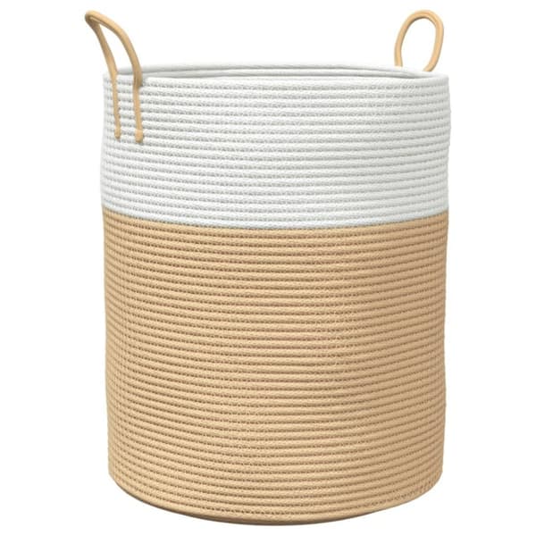 vidaXL opbevaringskurv Ø38x46 cm bomuld beige og hvid