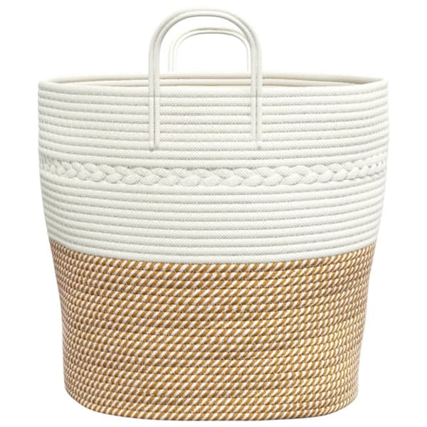 vidaXL Förvaringskorg brun och vit Ø43x38 cm bomull