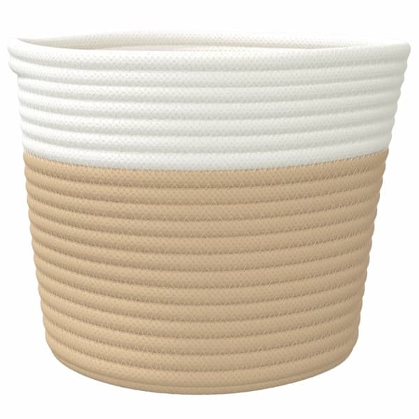 vidaXL Förvaringskorgar 2 st beige och vit Ø24x18 cm bomull