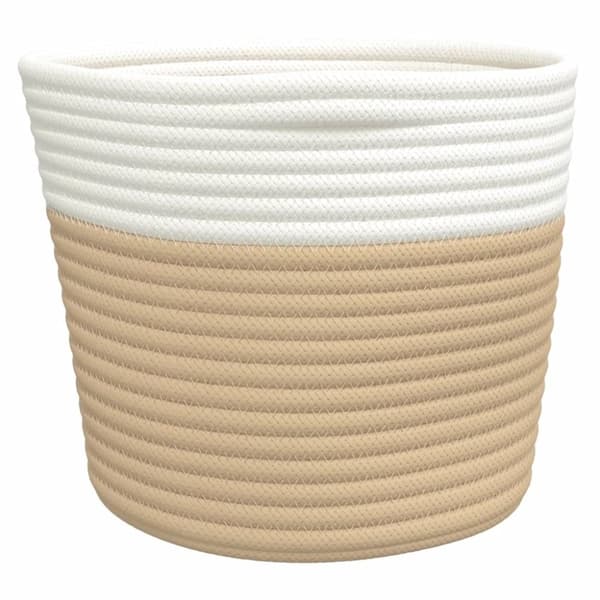 vidaXL Förvaringskorgar 2 st beige och vit Ø24x18 cm bomull