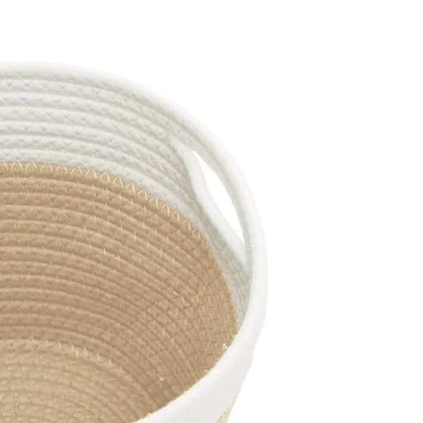 vidaXL Förvaringskorgar 2 st beige och vit Ø24x18 cm bomull