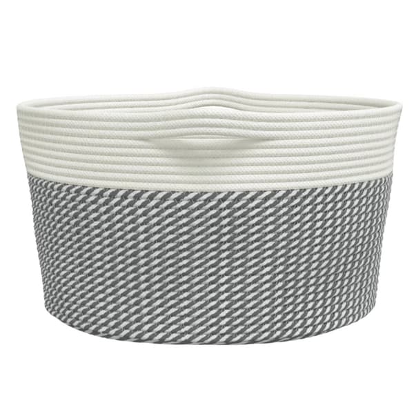 vidaXL opbevaringskurv Ø40x25 cm bomuld grå og hvid