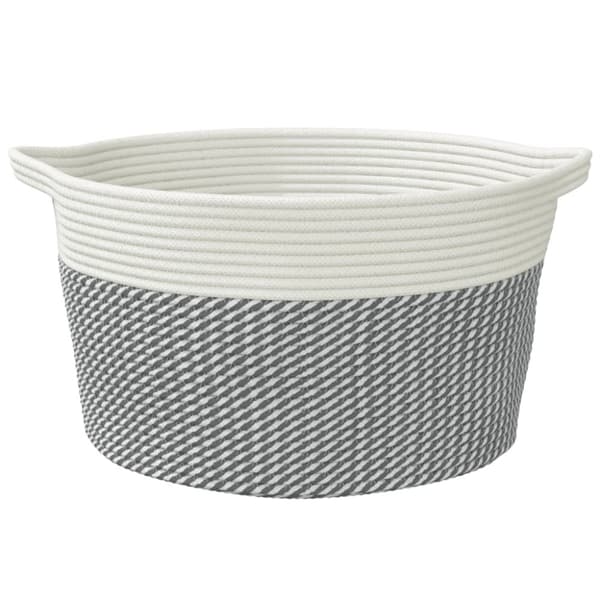 vidaXL Förvaringskorg grå och vit Ø40x25 cm bomull