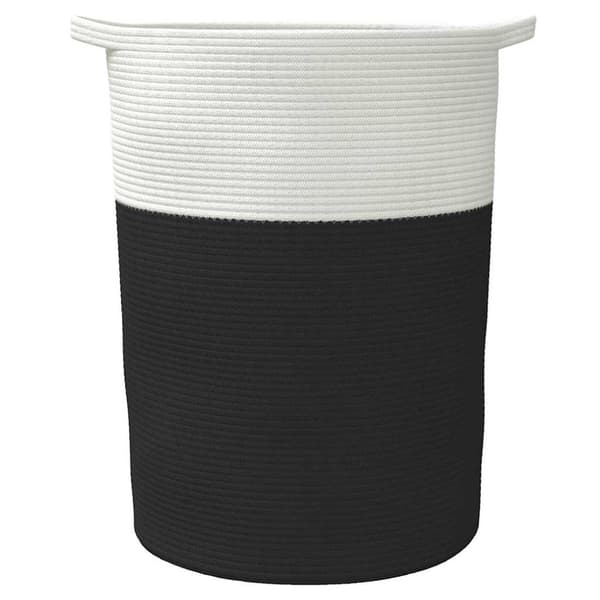 vidaXL Oppbevaringskurv svart og hvit Ø49x65 cm bomull