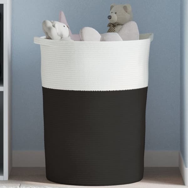 vidaXL Oppbevaringskurv svart og hvit Ø49x65 cm bomull