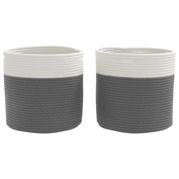 vidaXL Förvaringskorgar 2 st grå och vit Ø28x28 cm bomull