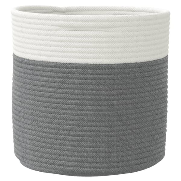vidaXL Förvaringskorgar 2 st grå och vit Ø28x28 cm bomull