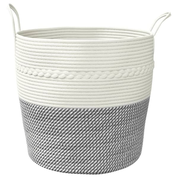 vidaXL opbevaringskurv Ø43x38 cm bomuld grå og hvid