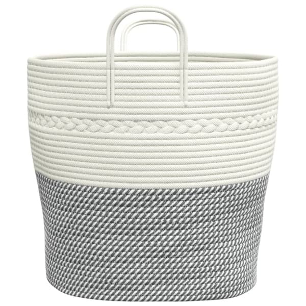 vidaXL opbevaringskurv Ø43x38 cm bomuld grå og hvid