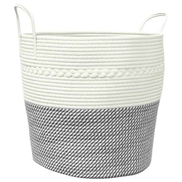 vidaXL opbevaringskurv Ø43x38 cm bomuld grå og hvid