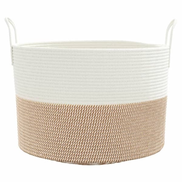 vidaXL Förvaringskorg brun och vit Ø51x33 cm bomull