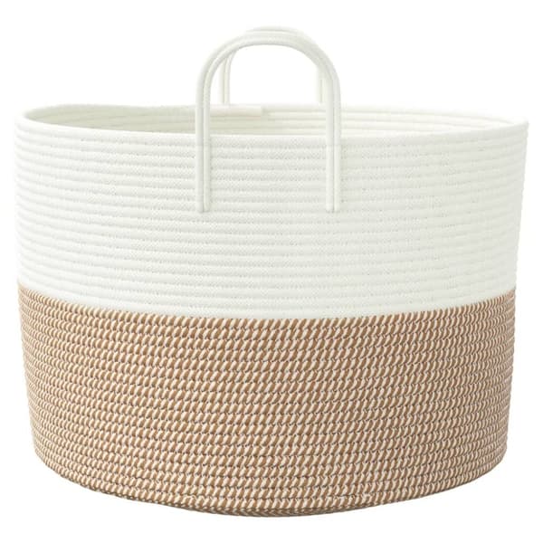 vidaXL Förvaringskorg brun och vit Ø51x33 cm bomull