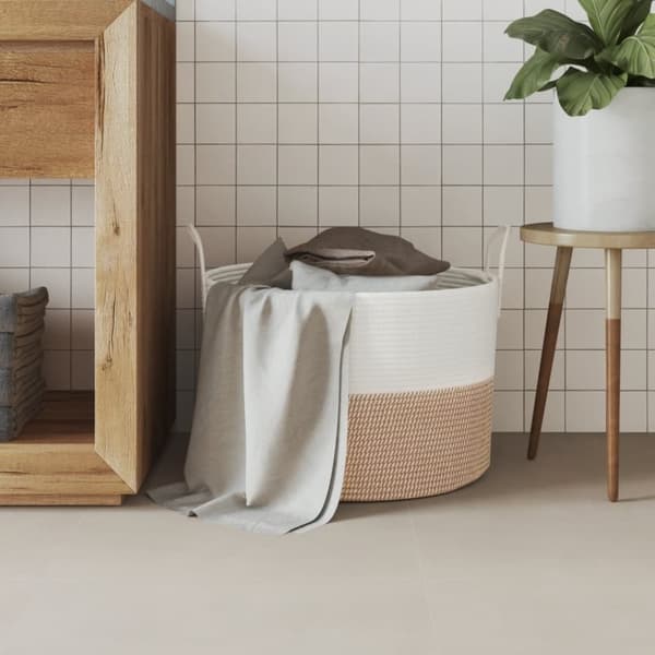 vidaXL Förvaringskorg brun och vit Ø51x33 cm bomull