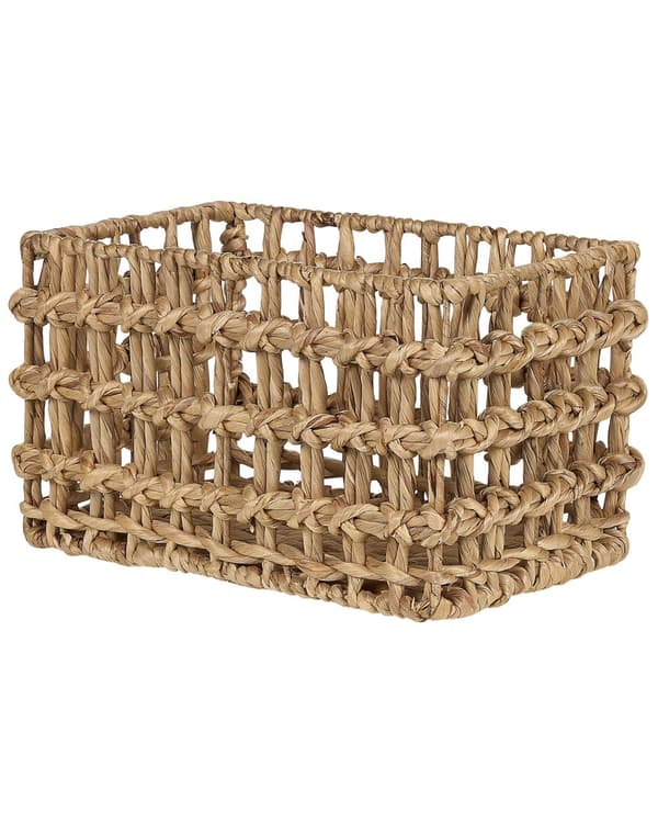 Uppsättning med 2 Korgar Ljus Vatten Hyacint Metallram Handgjorda Hem Tillbehör Liten Förvaring Boho Rustik Stil Vardagsrum Sovrum