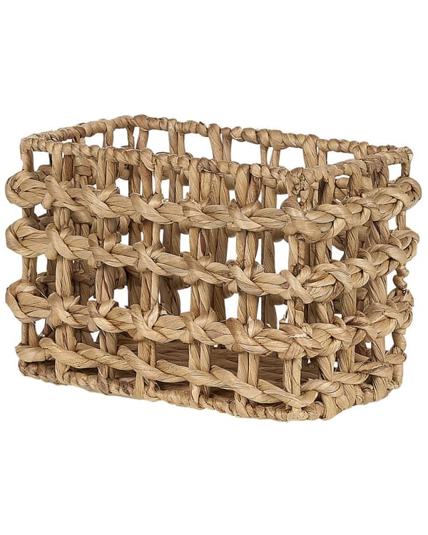 Uppsättning med 2 Korgar Ljus Vatten Hyacint Metallram Handgjorda Hem Tillbehör Liten Förvaring Boho Rustik Stil Vardagsrum Sovrum