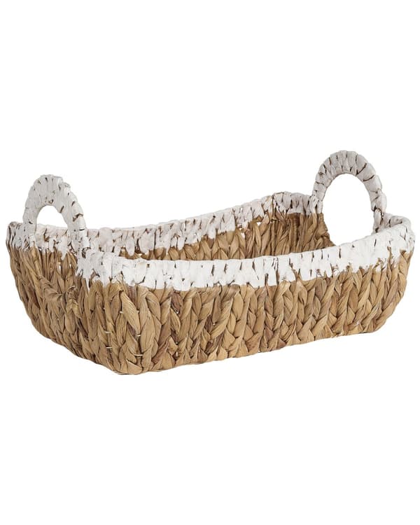 Uppsättning med 3 Korgar Ljus Vatten Hyacint Metallram Handgjorda Hem Tillbehör Liten Förvaring Boho Rustik Stil Vardagsrum Sovrum