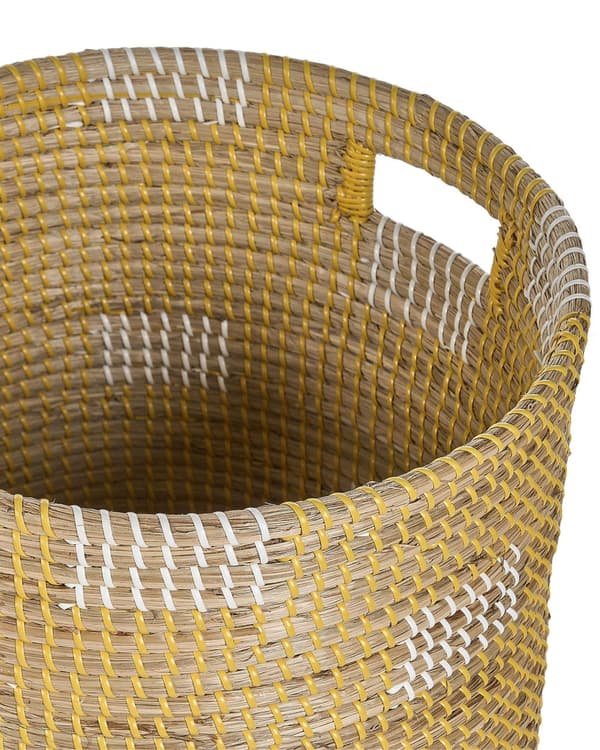 Sjøgresskurv Lys plasttråd Håndtak Håndlaget skittentøyskurv Rustikk Boho-stil Stue Bad
