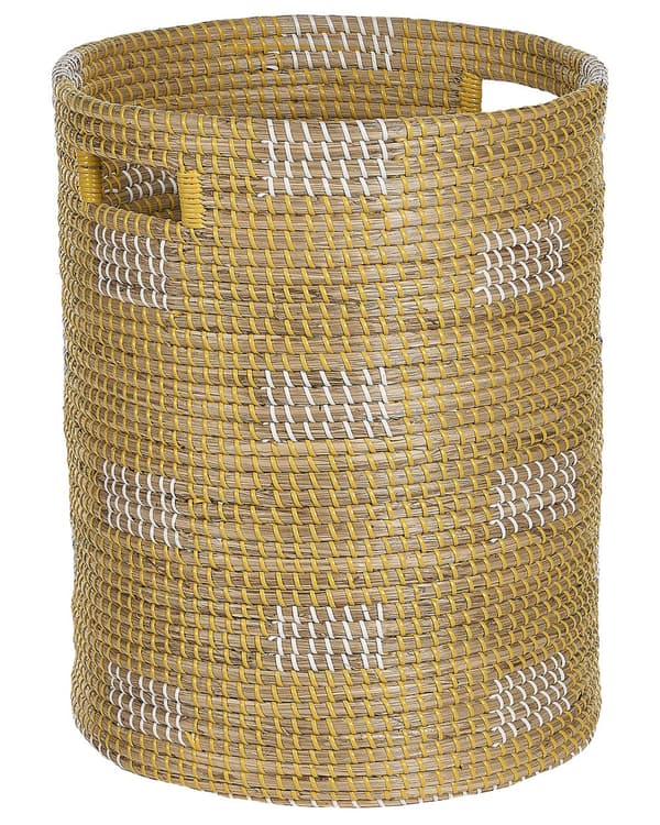 Sjøgresskurv Lys plasttråd Håndtak Håndlaget skittentøyskurv Rustikk Boho-stil Stue Bad