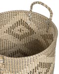 Pikkukuva 5 / 6: Kori luonnonväri 40 cm meriruoho pyöreä käsintehty geometrinen kuvio kahvat kannella boho