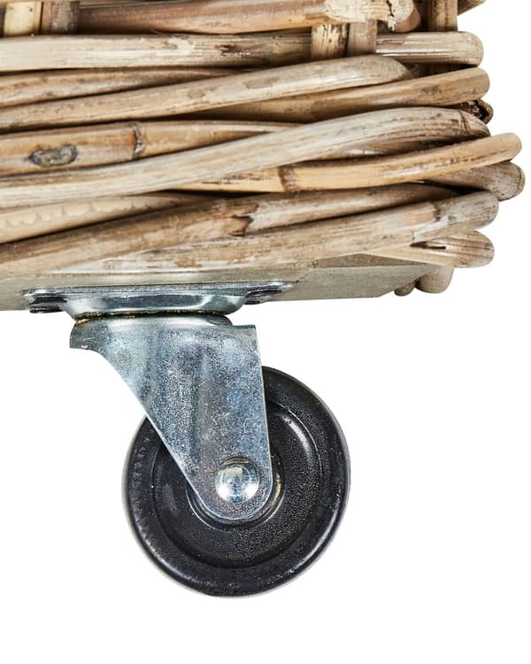 Opbevaringskurve til Legetøj Rattan FLET sæt af 2 Opbevaringskasser til Børneværelset Store Kurve med Hjul til Indendørs Brændekurve
