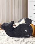 Pikkukuva 2 / 7: Kori musta 68 x 30 cm vesihyasintti valas käsintehty kannella lasten boho moderni