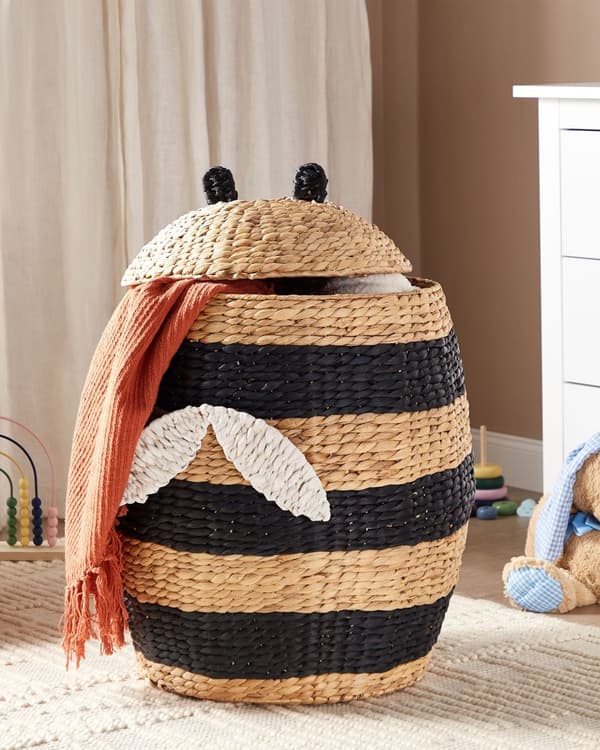 Kori luonnonväri musta 48 x 48 cm vesihyasintti käsintehty mehiläinen lasten boho