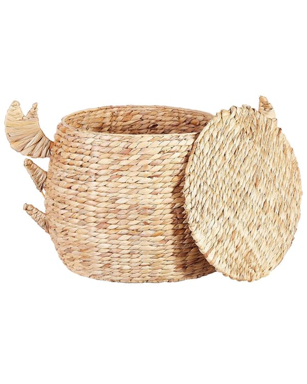Kurv naturfarve 67 x 48 cm vandhyacint håndlavet krabbe med låg børn boho