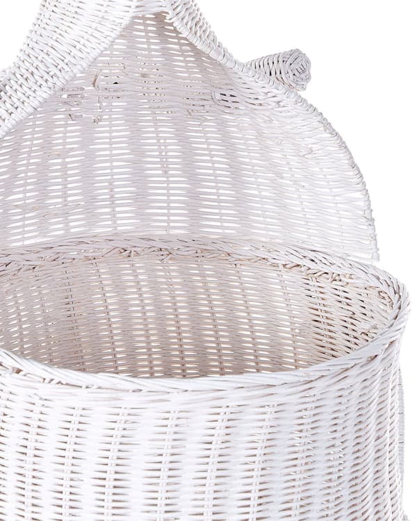 Kurv hvid 46 x 42 cm rattan kænguru-formet til børn håndlavet boho moderne