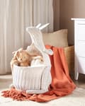 Miniatyrbillede 2 af 7: Kurv hvid 46 x 42 cm rattan kænguru-formet til børn håndlavet boho moderne