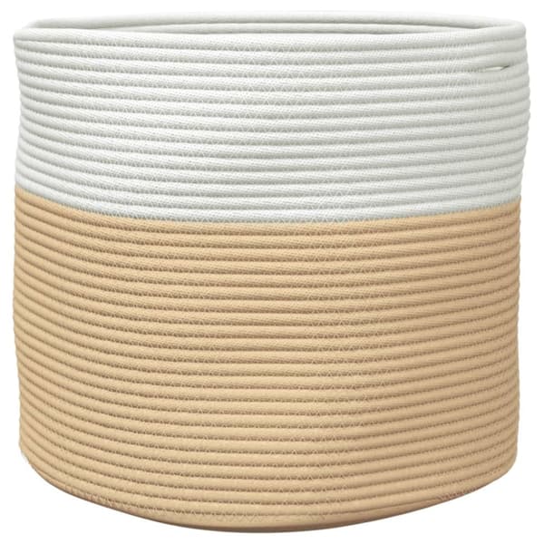opbevaringskurv Ø40x35 cm bomuld beige og hvid