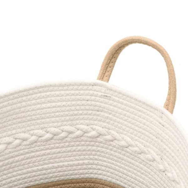 opbevaringskurv Ø43x38 cm bomuld beige og hvid