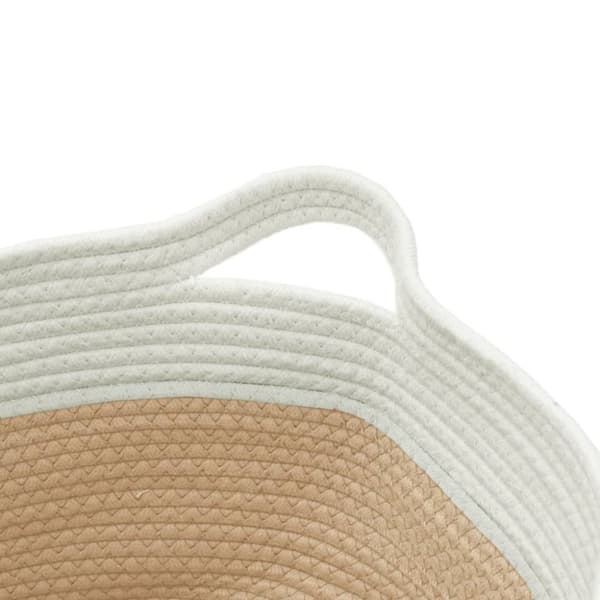 opbevaringskurv Ø40x25 cm bomuld beige og hvid