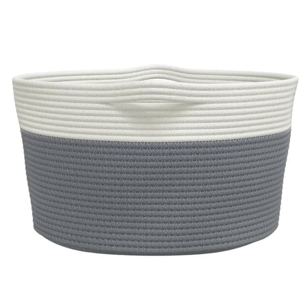 opbevaringskurv Ø40x25 cm bomuld grå og hvid
